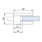 Úchyt skla 45 x 45 x 27 mm