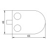 Úchyt skla 63 x 45 x 28 mm