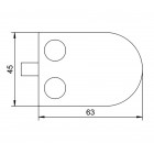 Úchyt skla 63 x 45 x 28 mm