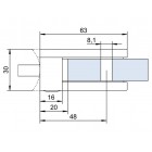 Úchyt skla 63 x 45 x 30 mm