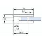 Úchyt skla 40 x 28 x 17.5 mm