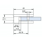 Úchyt skla 40 x 28 x 17.4 mm