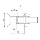Úchyt skla 60 x 70 x 45 mm