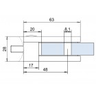 Úchyt skla 63 x 45 x 28 mm