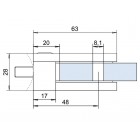 Úchyt skla 63 x 45 x 30 mm