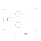 Úchyt skla 52 x 52 x 32.5 mm