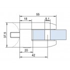 Úchyt skla 55 x 65 x 37.5 mm